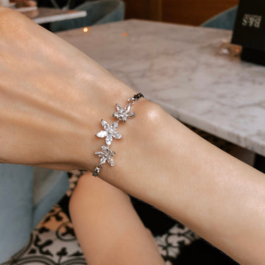 Austrian Crystals Flowers Bracelet - Silver Bracelet For Women - Chain Bracelet Bracelet Brother & Sisters